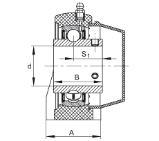 直立式軸承座單元 RASEY35-TV-VA, 塑料軸承座，內圈帶平頭螺釘?shù)耐馇蛎媲蜉S承，耐腐蝕設計，R密封
