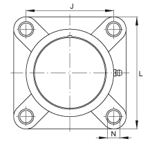 軸承座單元 PCJ20-TV-FA125.5, 四孔塑料軸承座，帶偏心鎖圈的外球面球軸承，帶 Corrotect? 涂層，P型密封