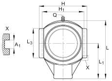 吊裝式軸承座單元 PTUE50-TV-FA125.5, 塑料軸承座，帶偏心鎖圈的外球面球軸承，帶 Corrotect? 涂層，P型密封