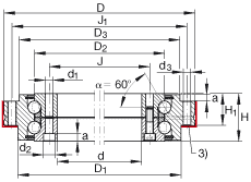 推力角接觸球軸承 ZKLDF100, 雙向，螺釘安裝，兩側(cè)帶密封蓋