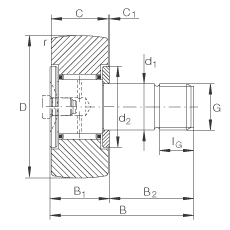 螺栓型滾輪 KR19, 軸向引導(dǎo)，兩側(cè)間隙密封