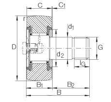 螺栓型滾輪 KR16-PP, 軸向引導(dǎo)，兩側(cè)用塑料推力平墊圈