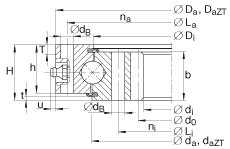 四點(diǎn)接觸球軸承 VI160288-N, 有內(nèi)齒，兩側(cè)唇密封