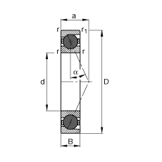 主軸軸承 HCB71903-E-T-P4S, 調(diào)節(jié)，成對或單元安裝，接觸角 α = 25°，陶瓷球，限制公差