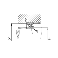 主軸軸承 HS71905-E-T-P4S, 調(diào)節(jié)，成對或單元安裝，接觸角 α = 25°，限制公差