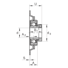 吊裝式軸承座單元 MSTU25, 鋼板軸承座，帶偏心鎖圈的外球面球軸承，P型密封，帶再潤滑結(jié)構(gòu)