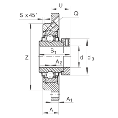 軸承座單元 RME25-N, 帶四個(gè)螺栓孔的法蘭的軸承座單元，定心凸出物，鑄鐵，偏心鎖圈，R 型密封