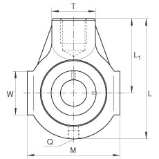 吊裝式軸承座單元 THE50, 鑄鐵軸承座，帶偏心鎖圈的外球面球軸承，T 型密封