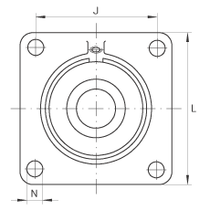 軸承座單元 PCCJ25, 帶四個(gè)螺栓孔的法蘭的軸承座單元，鑄鐵，雙列角接觸球軸承，P 型密封