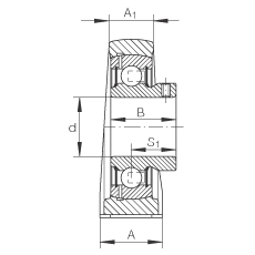 直立式軸承座單元 PSHEY45, 鑄鐵軸承座，內(nèi)圈帶平頭螺釘?shù)耐馇蛎媲蜉S承，P 型密封